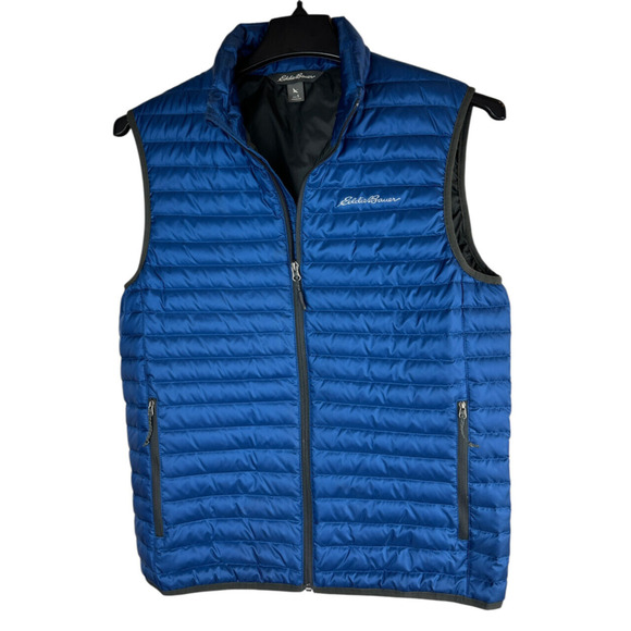 Eddie Bauer Down Puffer Vest Full Zip Quilted EB700 Blue Men's Size Small - Picture 2 of 11